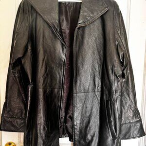 Vintage Brownstone Studio Black Genuine Leather Oversized Jacket – Bold, Timeles
